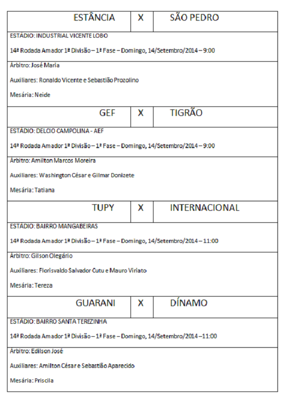 Arbitragem 14ª rodada Amadorão - 2